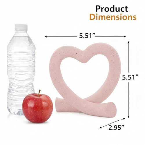 Lescafita Pink Heart Decor Sculpture, Cute Romantic Love Statue Aesthetic Room Decor for Bedroom Desk Shelf Coffee Table, Gift for Her Valentines Birthday - color: Pink