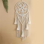Dream Catcher Tapestry Boho Macrame Cotton Woven Handmade Bohemian Art with Tassel Craft Ornament for Bedroom Living Room Apartment Nursery 12x32 Inch - color: Beige