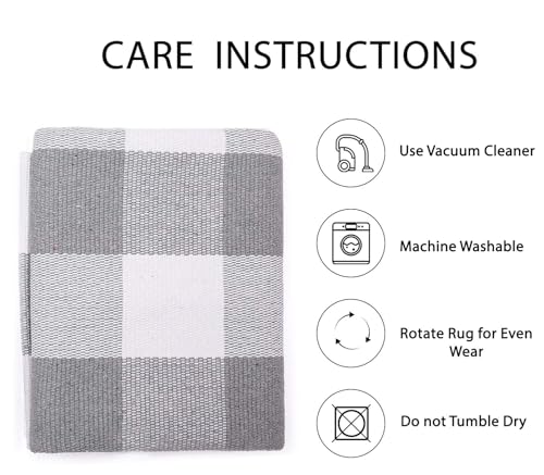 IOHOUZE Buffalo Plaid Checkered Rug 2x3 Ft Front Door Mats, Washable Area Rugs for Front Porch Decor, Spring Summer Welcome Mats Outdoor, Grey White Rug for Farmhouse/Entryway/Home Entrance - color: Grey and White, size: 2' x 3' (Rectangular)