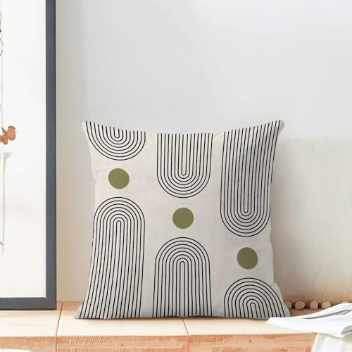 Boho Mid Century Pillow Covers 18x18 Inch Set of 2, Abstract Simple Green Sun Arch Decorative Throw Pillowcase Boho Modern Outdoor Farmhouse Cushion Cover for Sofa Couch Bed Living Room Decor - color: Boho9, size: 18" x 18" (Pack of 2)