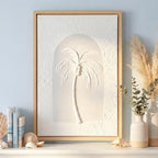 FunooFuno 3D Textured Wall Art Palm Tree Tropical Handmade Boho Canvas Wall Decor 12 x 16 Inch Natural Plant Painting for Bathroom Home Living Room Bedroom with Gloves Installation Tools(Coconut Tree)