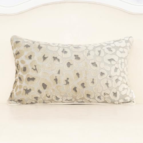 Alerfa Beige Floral Throw Pillow Cover 12 x 20 Inch Cut Velvet Rectange Luxury Decorative Lumbar Pillow Cover for Couch Living Room Bedroom - color: Beige, size: 20" x 12" (Pack of 1)