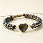 Women Boho Wrap Bracelet,Handmade Natural Stone Crystal Emperor Beads Heart Bracelet, Fashion Bohemian Jewelry Gift for Women - color: Gray