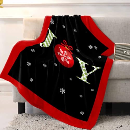 Christmas Throw Blankets, Joy Christmas Balls Soft Fleece Blanket Decorative for Home Sofa Couch Chair Living Bedroom Dorm,40x50 Inches, Snowflake Red Black Stripe - color: Christmas-joy, size: 40x50 Inch