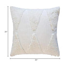 Fennco Styles Handcrafted Tufted Geometric Decorative Throw Pillow Cover & Insert 20" W x 20" L - White Cushion for Home, Couch, Living Room, Bedroom, Living Room, Office Décor - style: 20 Inchx20 Inch Pillow Cover + Insert