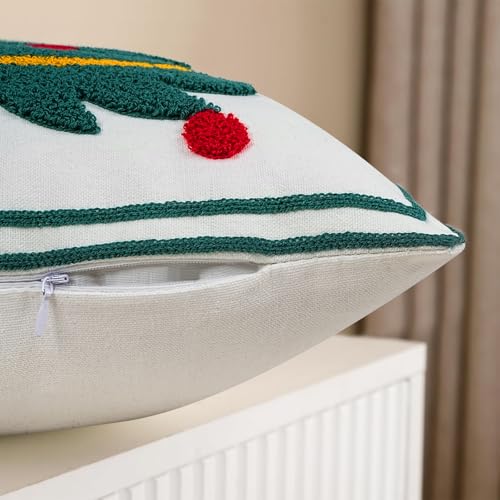 Adabana Christmas Tree Pillow Covers 18x18 Inch Farmhouse Tufted Star Winter Decorative Throw Pillow Cover Holiday Cushion Case Decor for Couch Living Room Sofa Bedroom(Green) - color: Christmas Tree:green