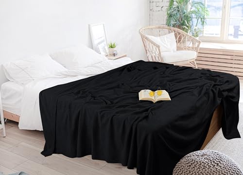 Utopia Bedding 100% Cotton Thermal Blanket Black Twin Size Soft, Lightweight, Breathable, Cozy Spring and Summer Blanket for Couch and Sofa, Home Room Decor Gifts for Women and Men (90x72 Inches) - color: Black, size: Twin
