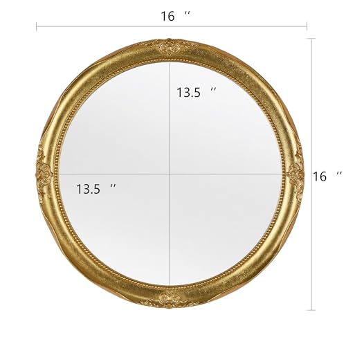 Funerom Vintage Decorative Wall Mirror Hanging Mirror Round (Gold 16 inch) - color: Gold 16 Inch