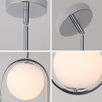 SeeU Chrome Pendant Lighting Mid Century Pendant Light Fixture Hanging Lighting Fixture with White Globe Glass Lampshade Pendant Chandelier for Kitchen Island Dining Room Bedroom - color: Chrome