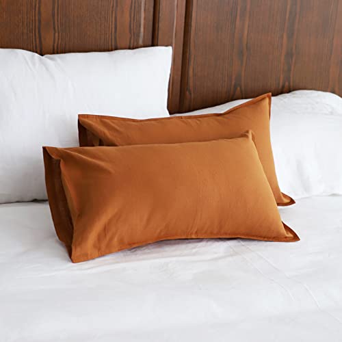 Simple&Opulence Linen Lumbar Pillow Covers 12x20 Inch Set of 2 Flax Cotton Blend Rectangular Decorative Throw Cushion Cover for Couch Sofa Bedroom Office Soft Breathable Farmhouse - Rust - color: Rust, size: 12"x20"