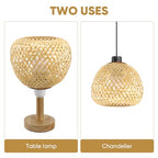 GANAZONO Woven Bamboo Lamp Shade 7.67X7.67X6.10In Rustic Pendant Light Cover Hanging Ceiling Light Lampshade for Home Decor Eye Protection Easy Installation