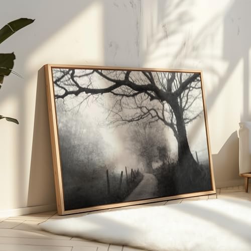 Monem Art Narrow Path into the Foggy Distance Print - Vague Memories Poster - Landscape Art - Monochrome Office or Bedroom Decor - 8x10 Unframed Wall Art by Adam Dauria - color: Style-03, size: 8"L x 10"W