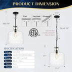 12" Black Seeded Glass Pendant Light, Modern Hand-Blown Bubble Glass Hanging Ceiling Light Fixture for Kitchen Island, Dining Room, Hallway, Farmhouse Entryway, E26 Dimmable Pendant Lighting - color: Chain Black-Seeded Glass