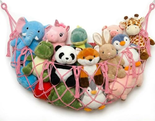 Stuffed Animal Net or Hammock for Flat Wall Mounted Handmade Macrame Toy Display Hanging Plush Toy Net for Stuff Animal Storage(pink 40" W) - color: pink, size: 40" W