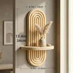 2 Pcs Wood Boho Arched Wall Shelf for Mini Plants & Decor (13.4" X 8.6") | Max 11 lbs Load, Moisture-proof, Space-saving. For Living Room, Entryway, Bedroom, Bathroom to Hold Succulent & Small Objects - size: 13.4" X 8.6"