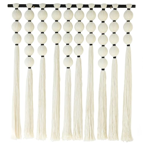 IOWER Large Macrame Wall Hanging Macrame Wall Decor Sphericity Cotton Textile Wall Hanging Boho Wall Decor Art Fiber Yarn Art Handmade 39" Wx39 L - color: off-white