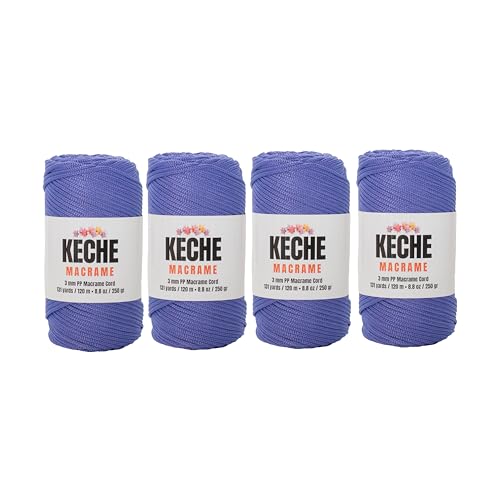 3mm Macrame Cord | Crochet Bag Cord, Macrame Rope Supplies for Plant Hangers and Wall Hangings, Polypropylene Strong Durable Easy to Knot, 131 Yards - Blue 4 Pcs - color: 245 - Blue, size: 4 SKEINS