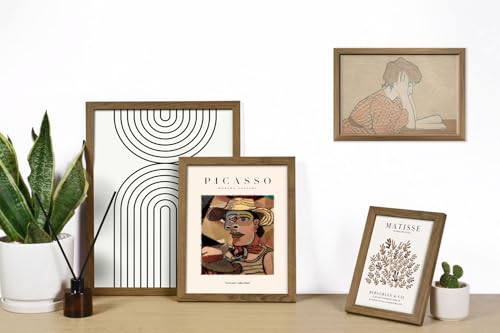 ANERZA 16 PCS Framed Boho Eclectic Wall Art Decor, Abstract Wall Collage Kit Prints for Bedroom Bathroom, Gallery Wall Frame Set, Minimalist Posters for Living Room Aesthetic, Beige and Brown Dorm Artwork - color: Linen, size: 12"x15" Framed