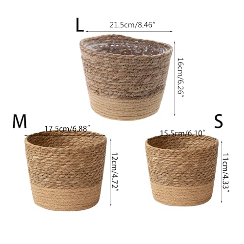 Flower Pot Straw Weaving Flower Plant Basket Grass Planter Indoor Outdoor Garden Container for Decoration