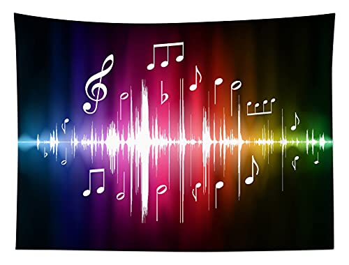 HVEST Music Tapestry Jumping Musical Notes Wall Hanging Hippie Wall Tapestries for Bedroom Living Room Dorm Party Wall Decor,60Wx40H inches - color: Red