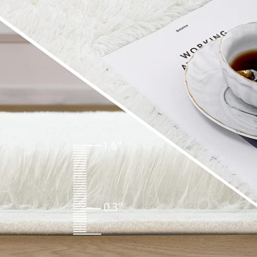 Kelarea Area Rug for Living Room, 4x6 Non-Slip Cream Rug Fluffy Soft Shag Rugs, Fuzzy Shaggy Plush Carpet for Bedroom, Nursery Rooms, Home Dorm - color: Cream White, size: 6' x 4' (Rectangular)