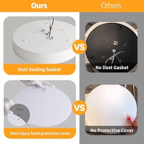 Dimmable Ceiling Light Fixture, 12 inch Flush Mount Light Fixture, LED Ceiling Lights Bedroom, Kitchen, Entryway, Super Bright 2700 Lumens 300W Equivalent 5CCT(2700k-5000k) 2 Pack White - color: White-2Pack