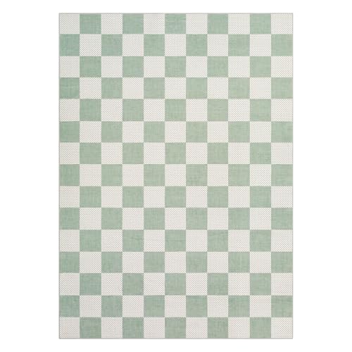 GarveeHome Checkered Sage Green 3x5 Washable Rug Geometric Diamond Dot Modern Soft Low-Pile Girls Small Rug for Bedroom Nursery Living Room Entryway Non-Slip TPE Backing - color: Sage Green, size: 3' x 5' (Rectangular)