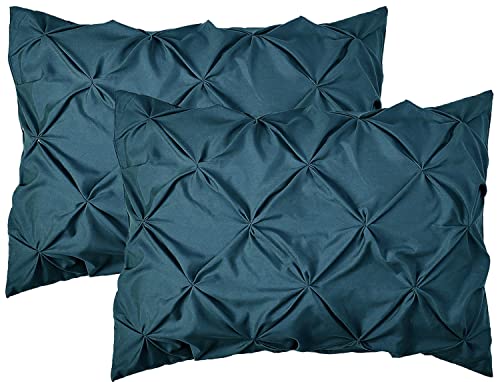 Elegant Comfort 2-Pack Sham Set Pinch Pleat Design, 1500 Premium Hotel Quality Microfiber, Stylish Design-Easy Care, Wrinkle and Stain Resistant, 2-Piece Sham Set, Pleated Standard/Queen, Navy - color: Navy, size: 26" x 20" (Pack of 2)