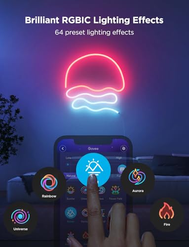 Govee RGBIC Neon Lights, LED Smart Neon Rope Light 2 Works with Matter, Alexa, Google Assistant, Custom DIY Neon Strip Lights for Bedroom and Holiday Decor, Softer Material, 32.8ft, White - size: 32.8ft