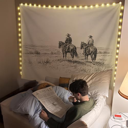 SkyCozy Vintage Western Cowboy Wall Tapestry, Western Home Room Decor, Rustic Farmhouse Neutral Cowboy Horse Antique Country Tapestry for Home Bedroom Living Room Wall Decor, 50x60 Inch - color: 05- Vintage Western Cowboy Tapestry
