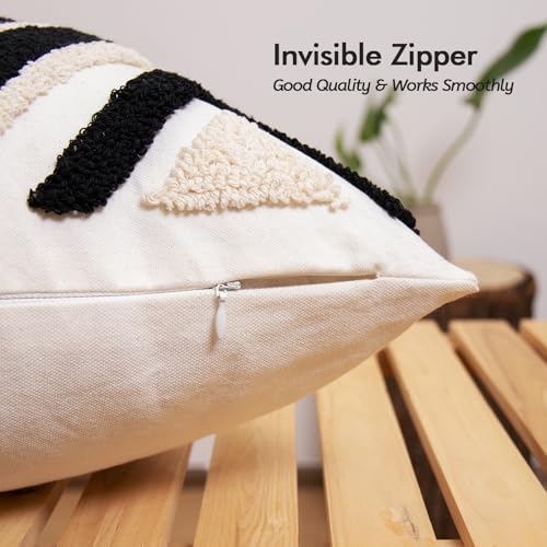 lifein 18x18 Pillow Covers-Throw Pillow Cover Tufted Boho Jacquard Pillow Covers Farmhouse Decorative Pillow Cover Pillow Cases for Gift Couch Sofa Bed Chair Living Room Home Decor - color: D-qr728(1 Pack Without Pillow Insert), size: 18" x 18" (Pack of 1