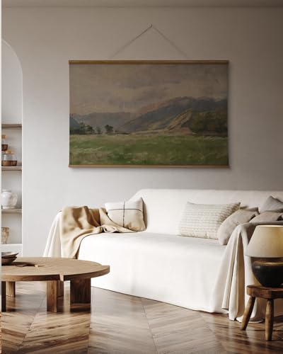 ARPEOTCY Extra Large Vintage Framed Wall Art, 36x54 Inch Field & Mountain Landscape Hanging Framed Canvas Print Art for Living Room Bedroom, Farmhouse Above Bed Wall Decor - color: Chodowiecki's Landscape