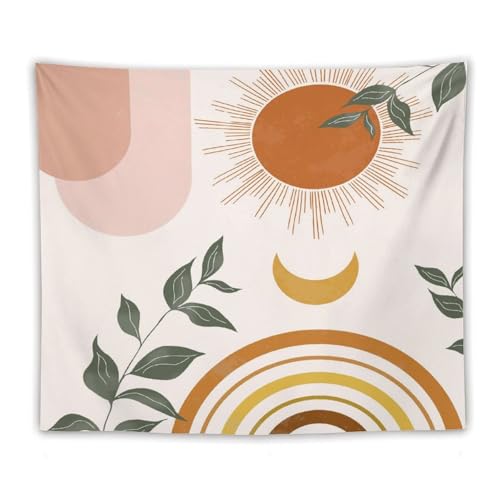 Boho Leaf Tapestry,Orange Spring Summer Palm Leaf Sun Abstract Modern Minimalism Wall Hanging Neutral Home Decor Art for Living Room Bedroom Dorm 40"x30" - color: Boho Leaf-15, size: W40xL30in
