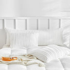 WARMDERN White Striped Pillow Covers Body Pillow Cover Soft Microfiber Stripe Pillow Cases Boho Tufted Stripes Textured Pillowcase with Envelope Closure(White, Body, 20x54 Inches) - color: White-striped, size: 20" x 54" (Pack of 1)