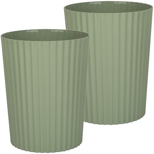 JiatuA Small Trash Can Plastic Wastebasket Round Garbage Container Bin for Bathroom, Kitchen, Bedroom, Home Office, College Dorm, Green 2 Pack - color: Green, size: 1.8 Gallons, 2 Pack