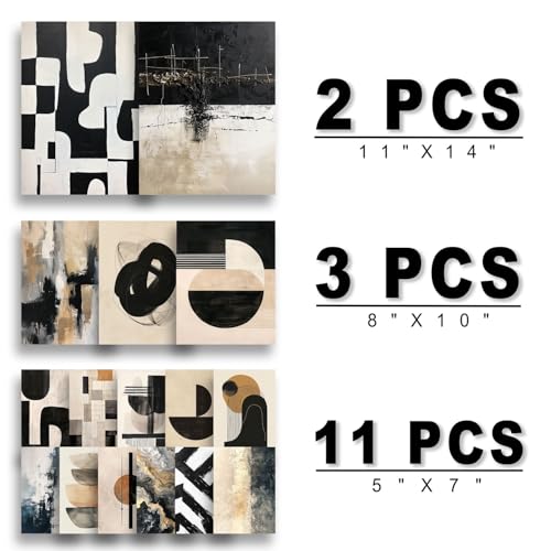 ANERZA 16 PCS Black and White Abstract Wall Art Decor, Minimalist Gallery Wall Prints for Bedroom, Boho Posters for Living Room Aesthetic, Collage Kit Pictures, Dorm Home Decor - color: Black and White, size: 11"x14" Unframed