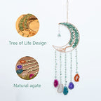 Green Agate Dream Catchers with Crystal Tree of Life Gemstone Dream Catchers Natural Gem Agate Wall Hangings Room Dreamcatchers Decor (Green) - color: Green