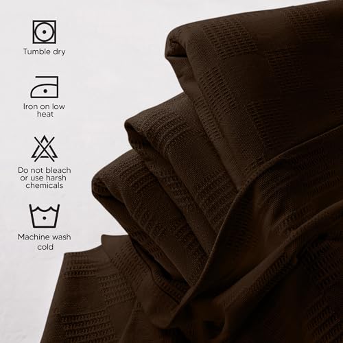 Utopia Bedding 100% Cotton Thermal Blanket Brown Queen Size Soft, Lightweight, Breathable, Cozy Spring and Summer Blankets for Bed, Home Room Decor Gifts for Women and Men (90x90 Inches) - color: Brown, size: Queen