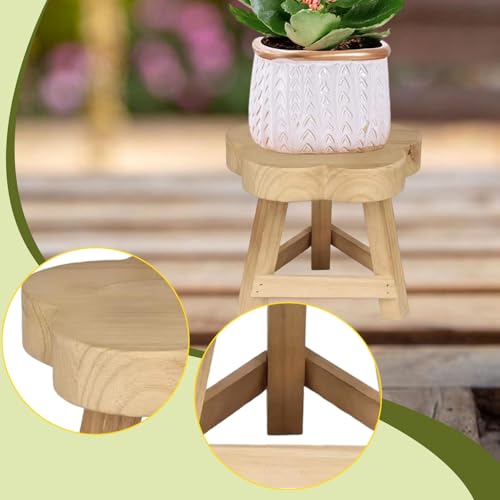 Wooden Plant Stand Potted Rack Rustic Small Decorative Display Stand Plant Stool for Balcony Table Bedroom Garden Home Decor , Flower - color: Flower