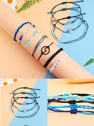 choice of all String Bracelets for Women Boho Wave Surfer Beach Wear Cute Bracelets Set Summer Friendship Jewelry Accessories Beach Stuff - color: F1:Black Fish hook