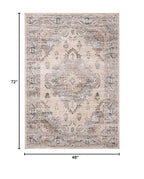 SAFAVIEH Oregon Collection Accent Rug - 4' x 6', Beige & Grey, Oriental Distressed Design, Non-Shedding & Easy Care, Ideal for High Traffic Areas in Entryway, Living Room, Bedroom (ORE898B) - size: 4' x 6' (Rectangular)