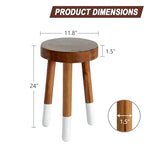 Teak 11.8" Round Dip Dyed Teak Stool | Wood Accent Side Table | Wood Plant Stand (24" Tall White) - color: 24" Tall White