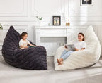 Hobestluk 3 in 1 Bean Bag Chair Giant Bean Bag Chairs for Adults with Ripple Cover Convertible Bean Bag Floor Cushion with Machine Washable Cover for Living Room (Ripple Dark Grey) - color: Dark Slate Grey