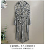 Dream Catcher Tapestry Boho Macrame Cotton Woven Handmade Bohemian Art with Tassel Craft Ornament for Bedroom Living Room Apartment Nursery 12x32 Inch - color: Gray