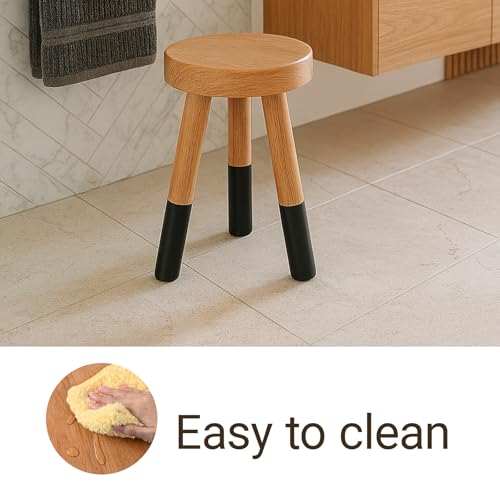 Rubber Wood 9" Round Plant Stand |Dip Dyed Black Stool, Wood Riser |Milking Stool (12" H) - color: 12" Tall Black