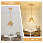 Wave Rattan Chandelier Pendant Lights Kitchen Island,Farmhouse Boho Chandeliers Adjustable Height Hanging lamp for Dining Room,Kitchen Ceiling Light Fixtures with Hand Woven Wicker Lampshade - size: 1 Pack