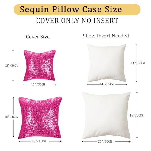 ShinyBeauty 12x12 Inch Hot Pink Sequin Cushion Cover - Luxury Sparkling Pillow Case for Sofa, Bedroom, Birthday Party Supplies - Glam Home Accent Gift - color: Hot Pink, size: 12" x 12" (Pack of 1)
