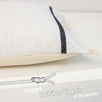 CARRIE HOME Cream White Boho Striped Throw Pillow Cover 18x18 with Tassels 1 Pack, Neutral Couch Pillows for Bed Couch, White Cotton Woven Bohemian Accent Pillow Covers 18 x 18 (No Pillow Inserts) - color: White (With Tassels), size: 18" x 18" (Pack of 1)