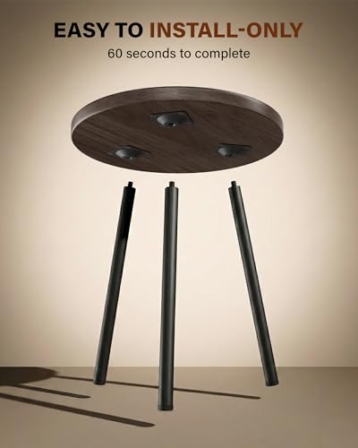 2 Pack Plant Stand Set: Tall and Short Round Wood Grain Plant Tables with Metal Legs - Indoor Outdoor Side Tables for Living Room, Bedroom, Patio, Balcony, Brown, 150 lbs Capacity(Walnut) - color: Walnut, size: 14"&20"