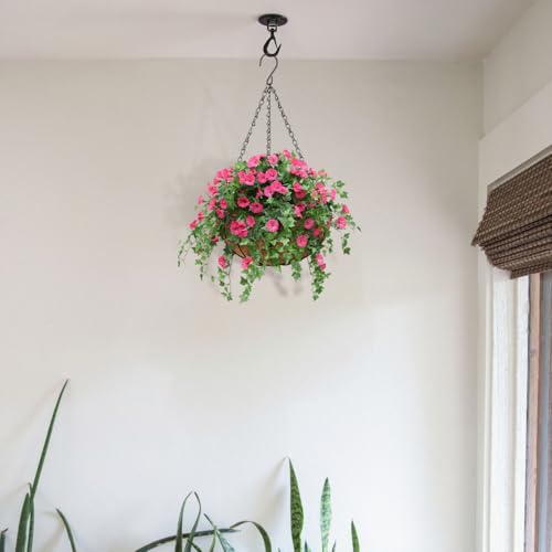 10 inch Metal Hanging Baskets for Plants Outdoor, 4 Pack Metal Wire Hanging Basket Planter with Coco Liner Flower Pots for Indoor Outdoor Garden Porch Patio, Heart-Shaped - size: 10" x 4 Pack, style: Heart
